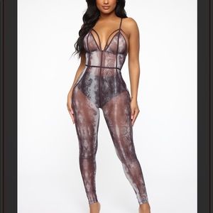 Sheer snake jumpsuit